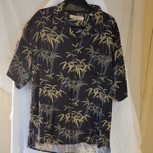 Tommy Bahama Black and Green Bamboo Print Shirt